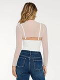 Popilush® Sexy Tops Body Shaper Winter Shapewear Long Sleeve Mesh Shrug Sculpting Bodysuit Set