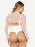 Popilush® Sexy Tops Body Shaper Winter Shapewear Long Sleeve Mesh Shrug Sculpting Bodysuit Set