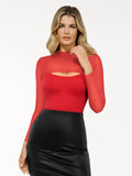 Popilush® Sexy Tops Body Shaper Winter Shapewear Long Sleeve Mesh Shrug Sculpting Bodysuit Set
