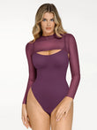 Popilush® Sexy Tops Body Shaper Winter Purple / XS Shapewear Long Sleeve Mesh Shrug Sculpting Bodysuit Set