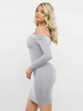 Popilush® Christmas Party Cocktail Evening Gown Shapewear Long Sleeve Off-the-Shoulder Bodycon Mini Dress