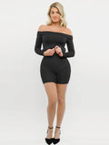 Popilush® Christmas Party Cocktail Evening Gown Shapewear Long Sleeve Off-the-Shoulder Bodycon Mini Dress