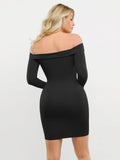 Popilush® Christmas Party Cocktail Evening Gown Shapewear Long Sleeve Off-the-Shoulder Bodycon Mini Dress