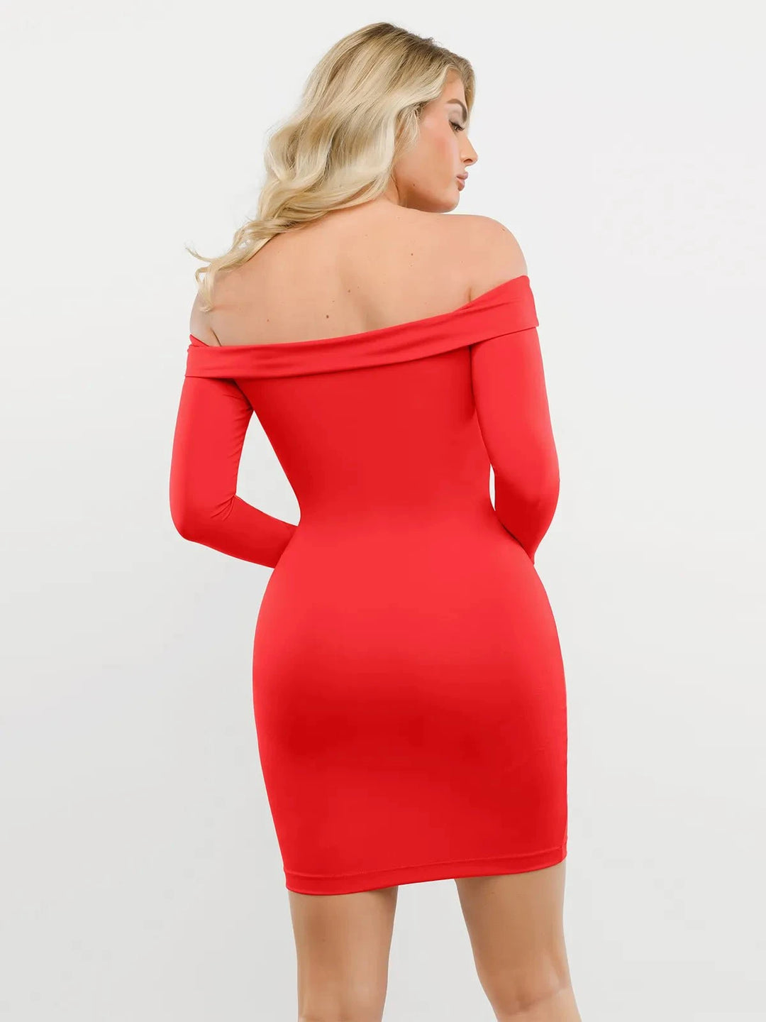 Popilush® Christmas Party Cocktail Evening Gown Shapewear Long Sleeve Off-the-Shoulder Bodycon Mini Dress