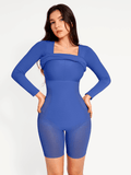 Popilush® Bodycon Party Cocktail Short Loungewear Shapewear Long Sleeve Square Neck Modal Slimming Midi Dress