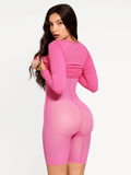 Popilush® Bodycon Party Cocktail Short Loungewear Shapewear Long Sleeve Square Neck Modal Slimming Midi Dress