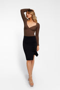 Popilush® Shapewear Long Sleeve Tummy Control V Neck Bodysuit