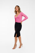 Popilush® Shapewear Long Sleeve Tummy Control V Neck Bodysuit