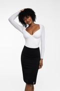 Popilush® Shapewear Long Sleeve Tummy Control V Neck Bodysuit