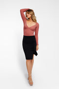 Popilush® Shapewear Long Sleeve Tummy Control V Neck Bodysuit