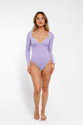 Popilush® Shapewear Long Sleeve Tummy Control V Neck Bodysuit