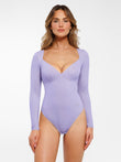 Popilush® Purple / S Shapewear Long Sleeve Tummy Control V Neck Bodysuit