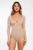 Popilush® Skin / S Shapewear Long Sleeve Tummy Control V Neck Bodysuit