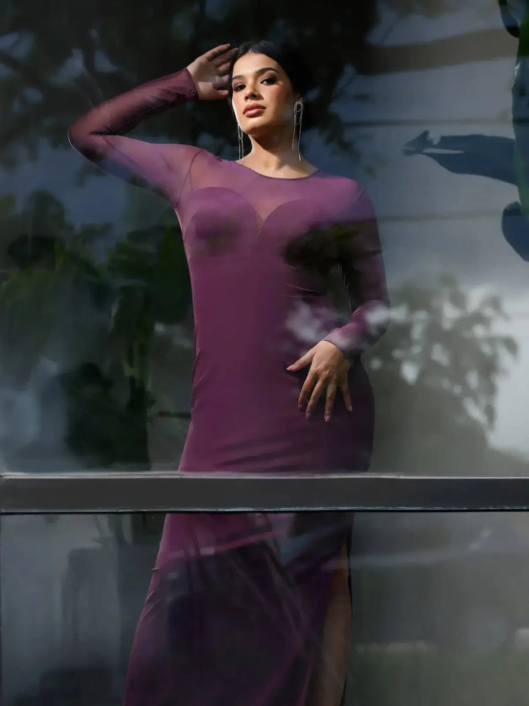 Woman In Mesh Sheer Mesh Shapewear Maxi Dress | V-Back Slimming - Popilush