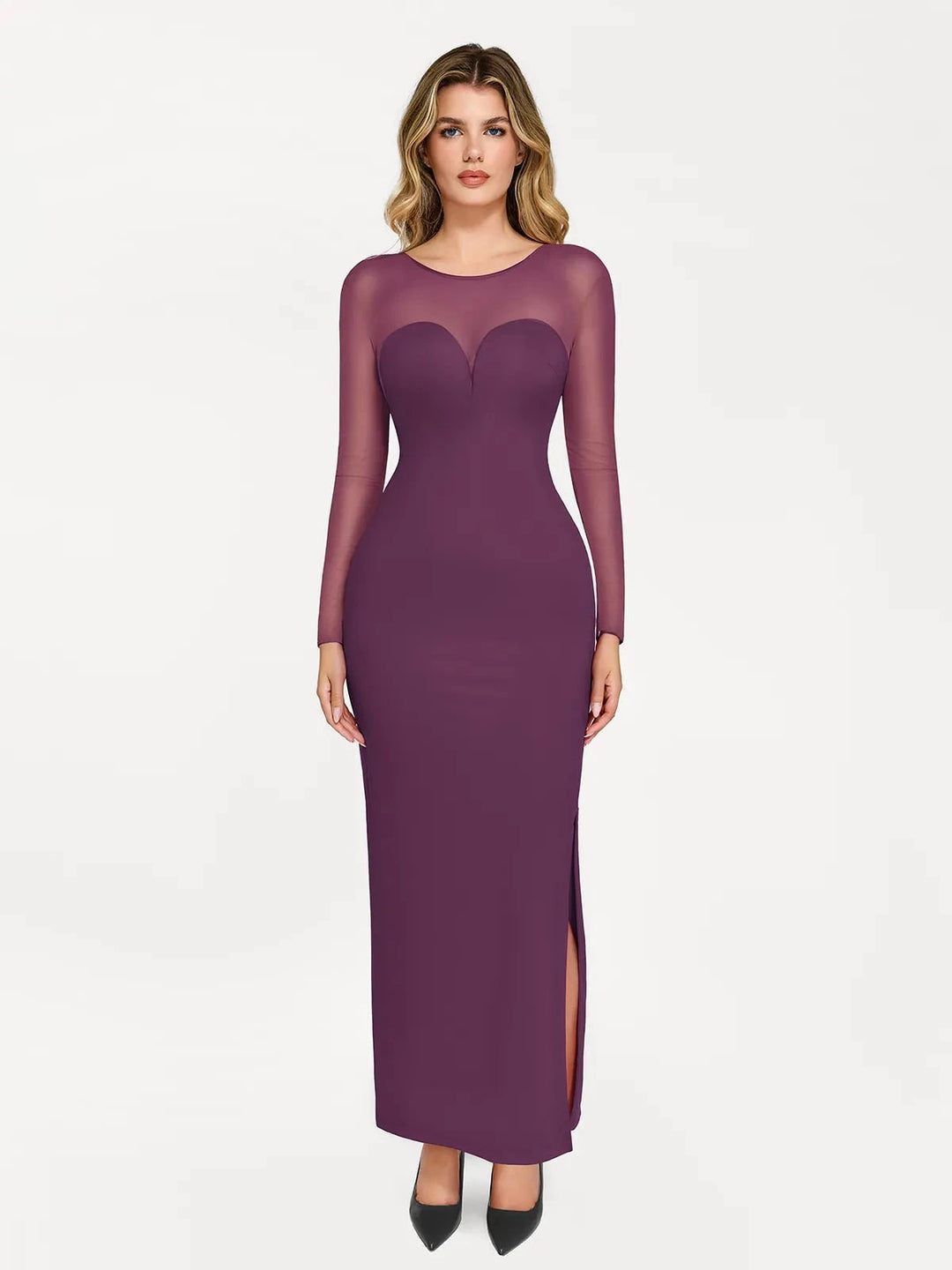 Sheer Mesh Shapewear Maxi Dress | V-Back Slimming - Popilush Sheer Mesh Shapewear Maxi Dress | V-Back Slimming - Popilush