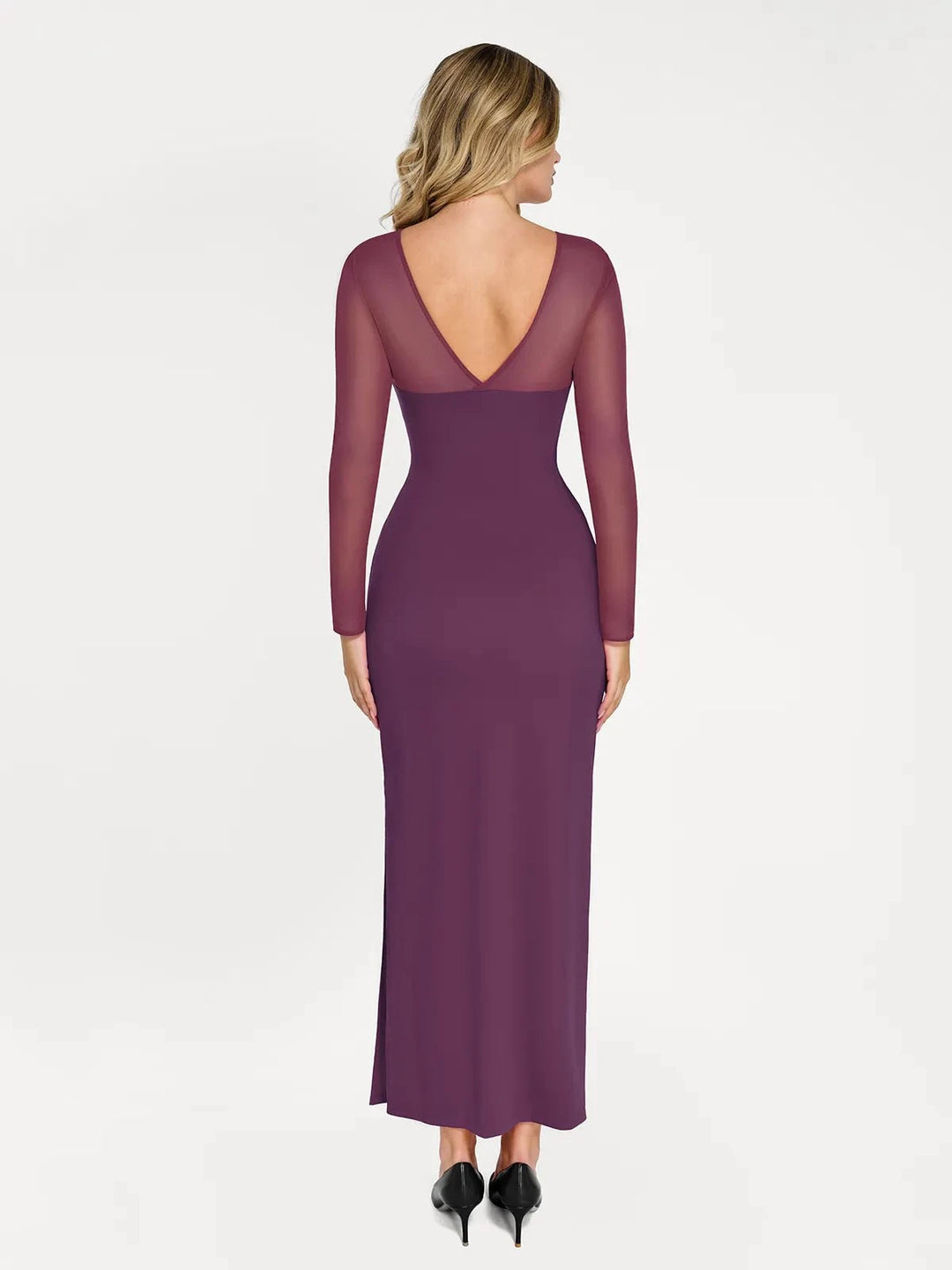 Sheer Mesh Shapewear Maxi Dress | V-Back Slimming - Popilush Sheer Mesh Shapewear Maxi Dress | V-Back Slimming - Popilush