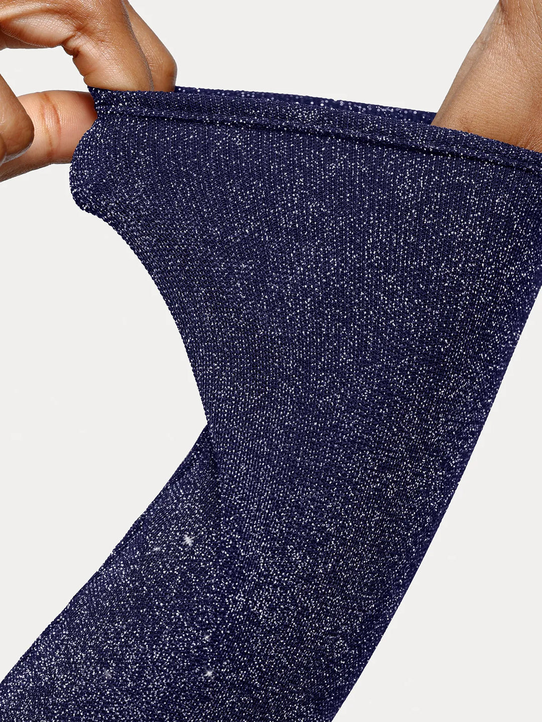 Popilush® Off Shoulder Shine Tops Body Shaper Winter Shapewear Metallic Knit Long Sleeve Slimming Bodysuit