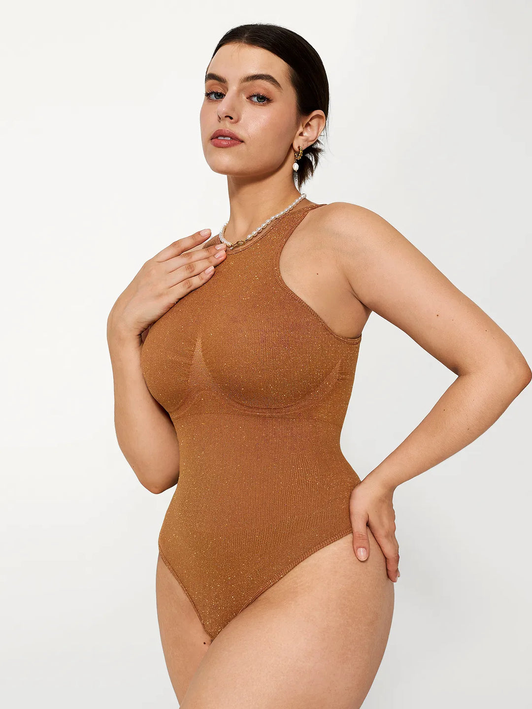 Popilush® Shapewear Metallic Seamless Tummy-Control Bodysuit