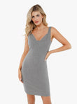 Grey ribbed modal lace cami mini dress with sculpting fit