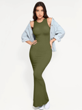 Popilush® Bodycon Summer Dress Shapewear Modal Sleeveless Crew Neck Slimming Maxi Dress