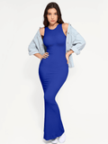 Popilush® Bodycon Summer Dress Shapewear Modal Sleeveless Crew Neck Slimming Maxi Dress