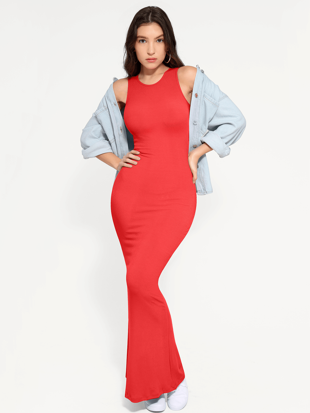 Modal Sleeveless Shapewear Maxi Dress | Tummy Control - Popilush Modal Sleeveless Shapewear Maxi Dress | Tummy Control - Popilush