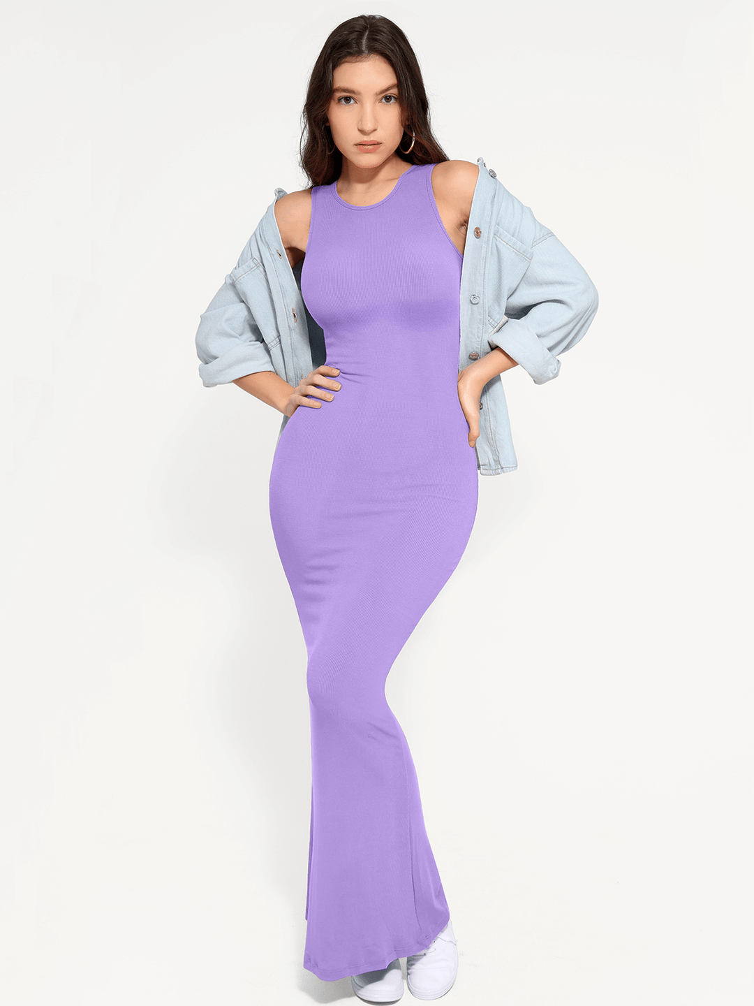 slimming maxi dress Modal Sleeveless Shapewear Maxi Dress | Tummy Control