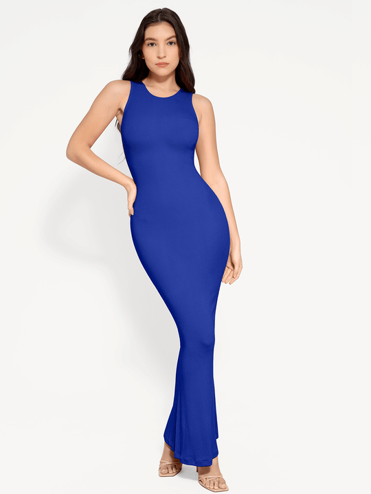Popilush® Bodycon Summer Dress Blue / S Shapewear Modal Sleeveless Crew Neck Slimming Maxi Dress