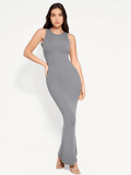 Popilush® Bodycon Summer Dress Grey / S Shapewear Modal Sleeveless Crew Neck Slimming Maxi Dress