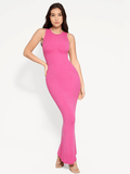 Popilush® Bodycon Summer Dress Pink / S Shapewear Modal Sleeveless Crew Neck Slimming Maxi Dress