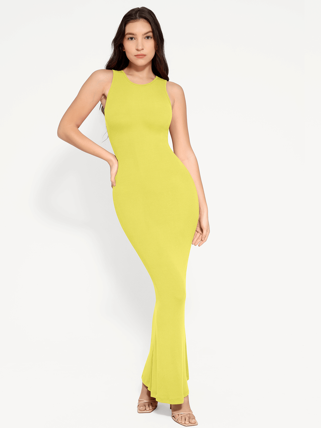 Popilush® Bodycon Summer Dress Yellow / S Shapewear Modal Sleeveless Crew Neck Slimming Maxi Dress