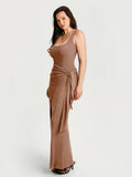 Popilush® Shapewear Modal Twist Wrap Tummy Control Maxi Dress