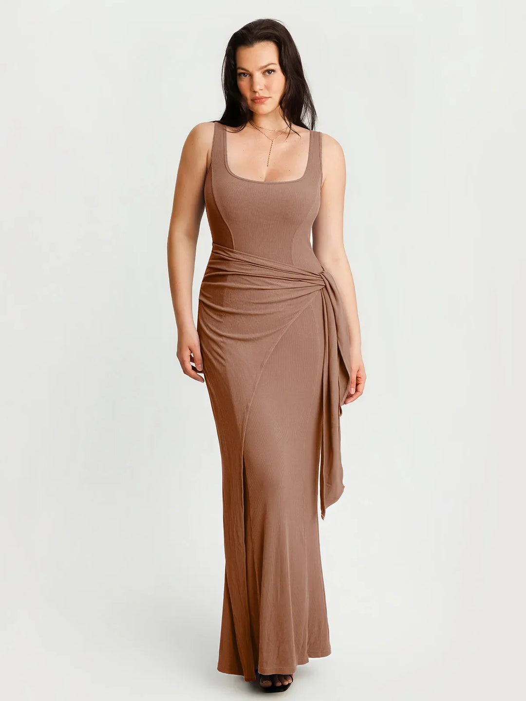Popilush® Shapewear Modal Twist Wrap Tummy Control Maxi Dress