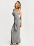 Popilush® Shapewear Modal Twist Wrap Tummy Control Maxi Dress