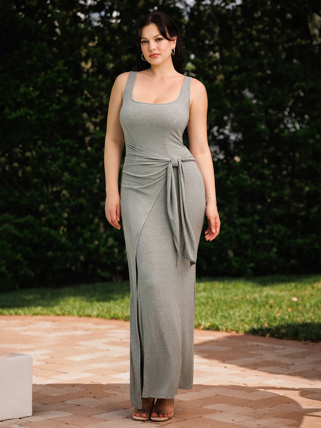 Popilush® Shapewear Modal Twist Wrap Tummy Control Maxi Dress