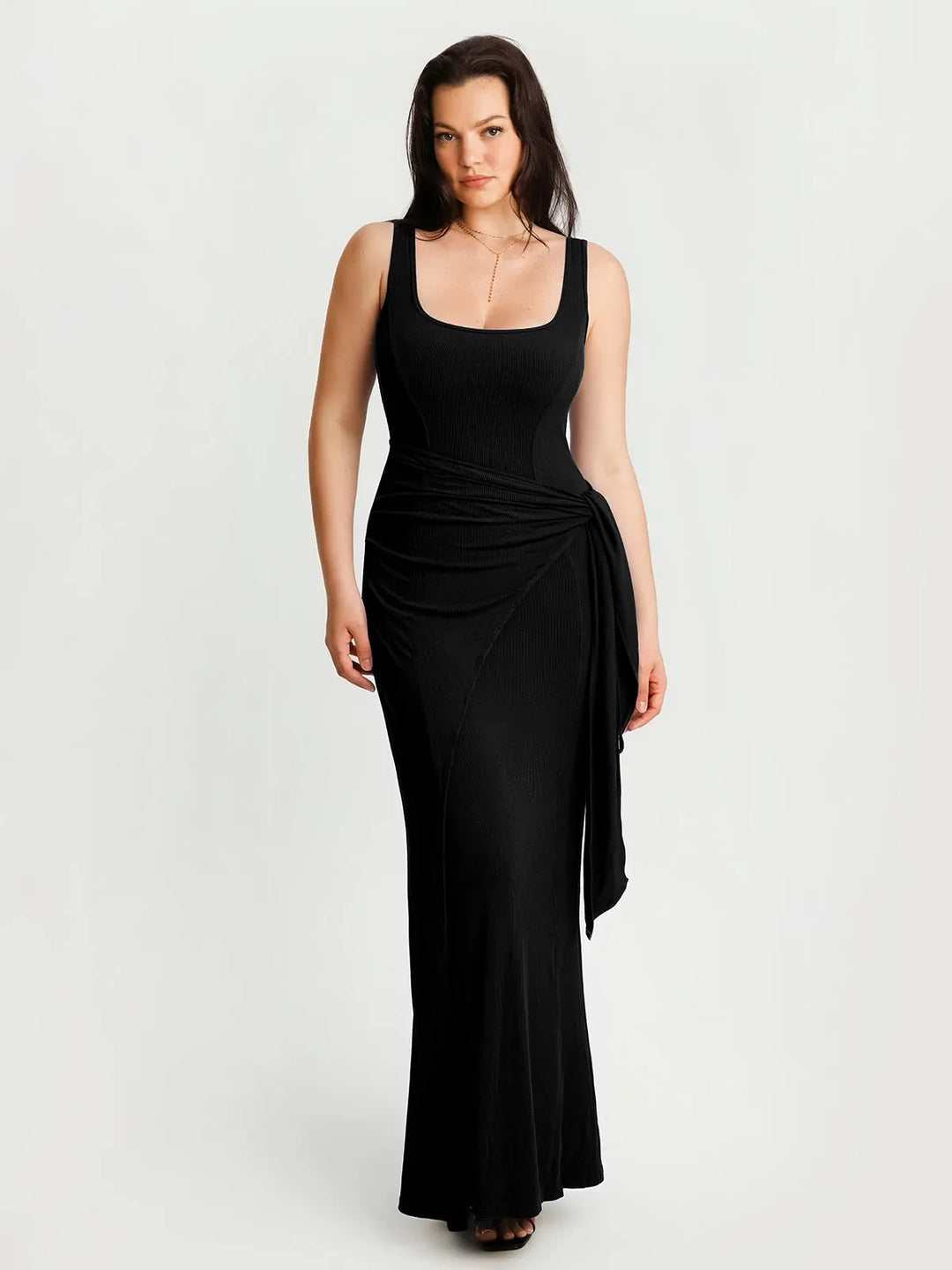 Popilush® Black / S Shapewear Modal Twist Wrap Tummy Control Maxi Dress