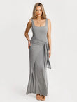 Popilush® Grey / S Shapewear Modal Twist Wrap Tummy Control Maxi Dress