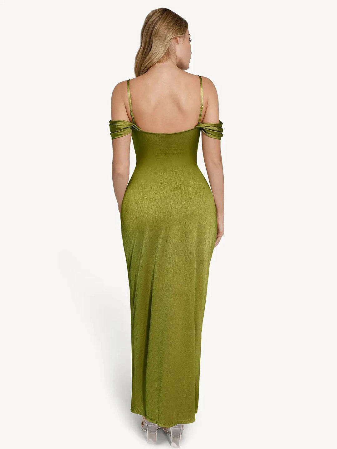 Shapewear Off-Shoulder Ruched Maxi | Sculpting Shine - Popilush Shapewear Off-Shoulder Ruched Maxi | Sculpting Shine - Popilush