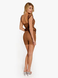 Popilush® Bodycon Party Cocktail Evening Gown Shapewear Off Shoulder Shine Ruched Sculpting Maxi Dress