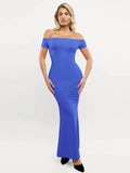 Popilush® Formal Bodycon Party Summer Dress Shapewear Off-Shoulder Tummy Control Smoothing Maxi Dress