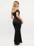 Popilush® Formal Bodycon Party Summer Dress Shapewear Off-Shoulder Tummy Control Smoothing Maxi Dress