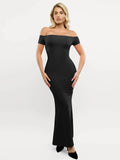 Popilush® Formal Bodycon Party Summer Dress Shapewear Off-Shoulder Tummy Control Smoothing Maxi Dress