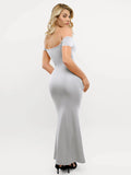 Popilush® Formal Bodycon Party Summer Dress Shapewear Off-Shoulder Tummy Control Smoothing Maxi Dress