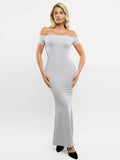 Popilush® Formal Bodycon Party Summer Dress Shapewear Off-Shoulder Tummy Control Smoothing Maxi Dress