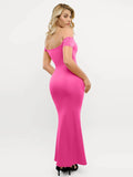 Popilush® Formal Bodycon Party Summer Dress Shapewear Off-Shoulder Tummy Control Smoothing Maxi Dress