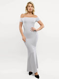 Popilush® Formal Bodycon Party Summer Dress Grey / XS Shapewear Off-Shoulder Tummy Control Smoothing Maxi Dress