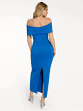 Popilush® Sculpting Formal Party Bodycon Cocktail Gown Shapewear Off-the-Shoulder Slim Column Maxi Dress