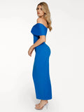 Popilush® Sculpting Formal Party Bodycon Cocktail Gown Shapewear Off-the-Shoulder Slim Column Maxi Dress