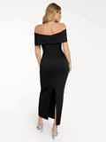 Popilush® Sculpting Formal Party Bodycon Cocktail Gown Shapewear Off-the-Shoulder Slim Column Maxi Dress