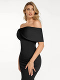 Popilush® Sculpting Formal Party Bodycon Cocktail Gown Shapewear Off-the-Shoulder Slim Column Maxi Dress